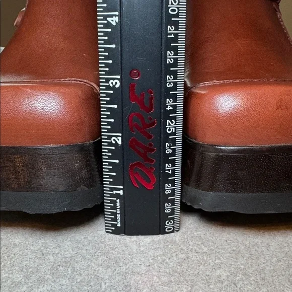 Vintage 90’s Candie's Brown Leather Platform Clogs Wood Heel Boho NWOT Size 6 - Picture 14 of 16